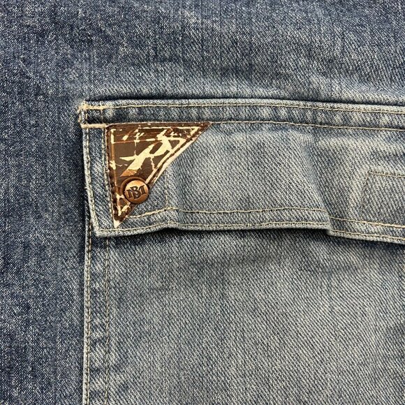 Vintage Pelle Pelle Jacket Mens XL Denim Jean Mark Buchanan Coat y2k Hip Hop Rap - Picture 4 of 13